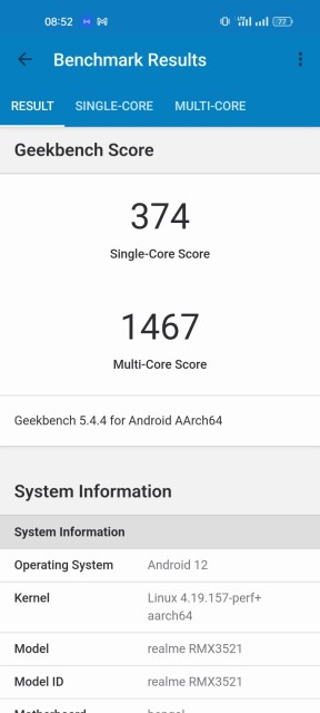 Realme 9 Geekbench 5 CPU