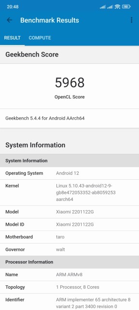 Xiaomi 12 Pro Geekbench GPU