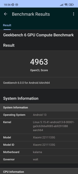 Xiaomi 13 Geekbench GPU