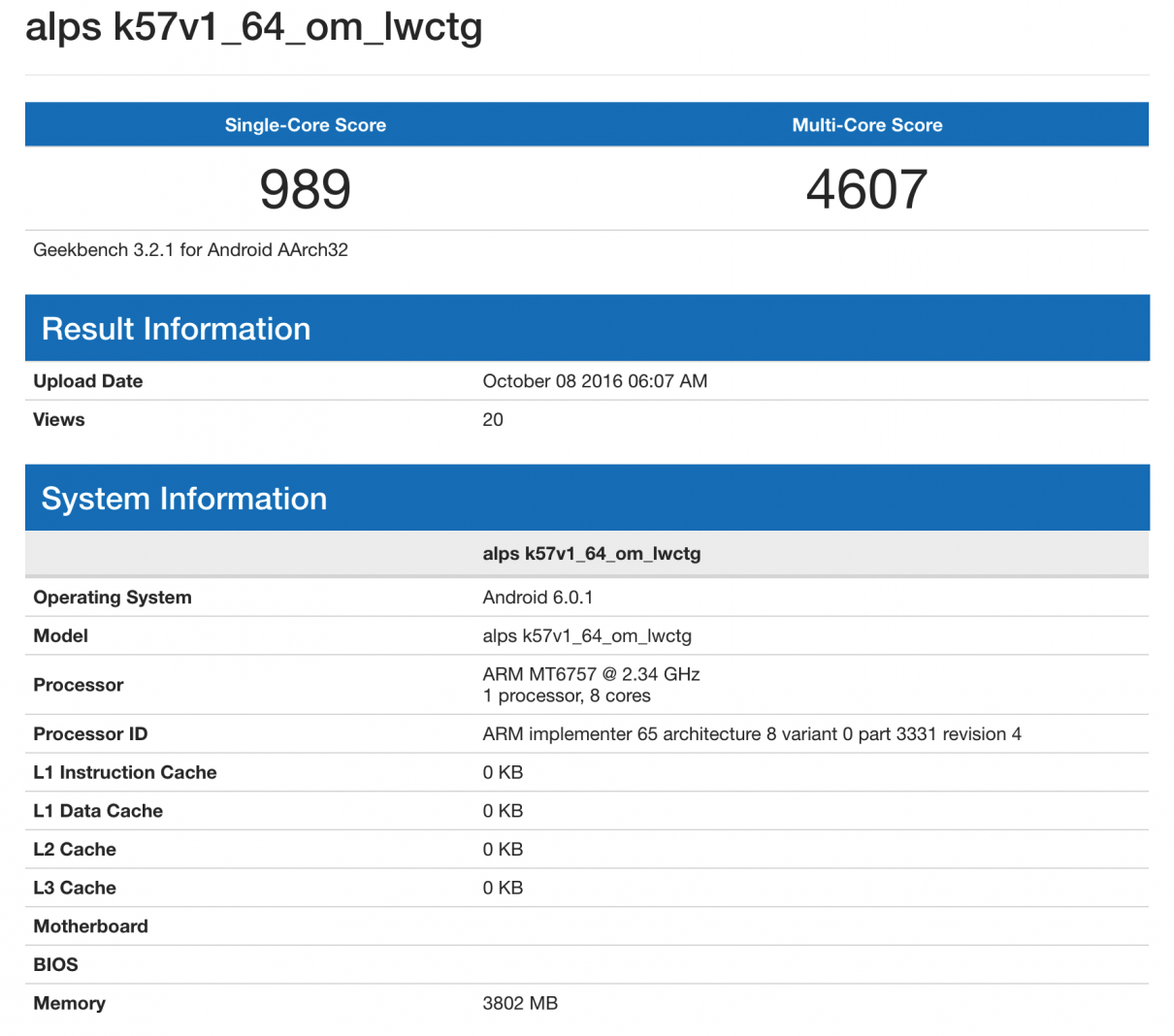 Helio P20 (MT6757) in Geekbench 4 gesichtet