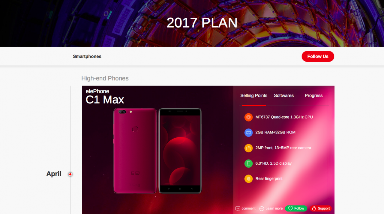 Elephone verbessert Roadmap Ansicht