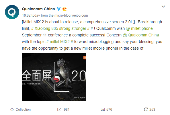 Xiaomi Mi Mix 2 mit Snapdragon 835
