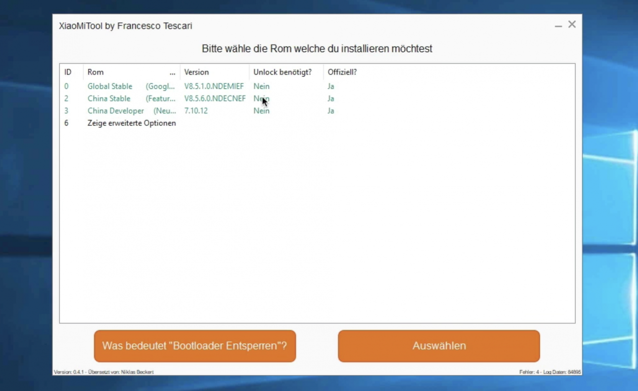 XiaoMiTool - Global ROM ohne Bootloader Unlock