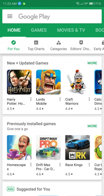 Lenovo S5 Google Play Store