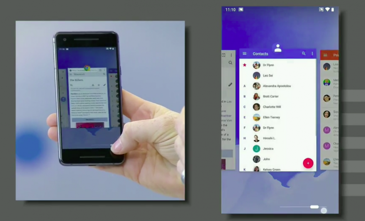 Android P Quick Scrub Geste
