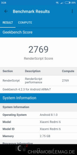Xiaomi Redmi 6 Geekbench Compute