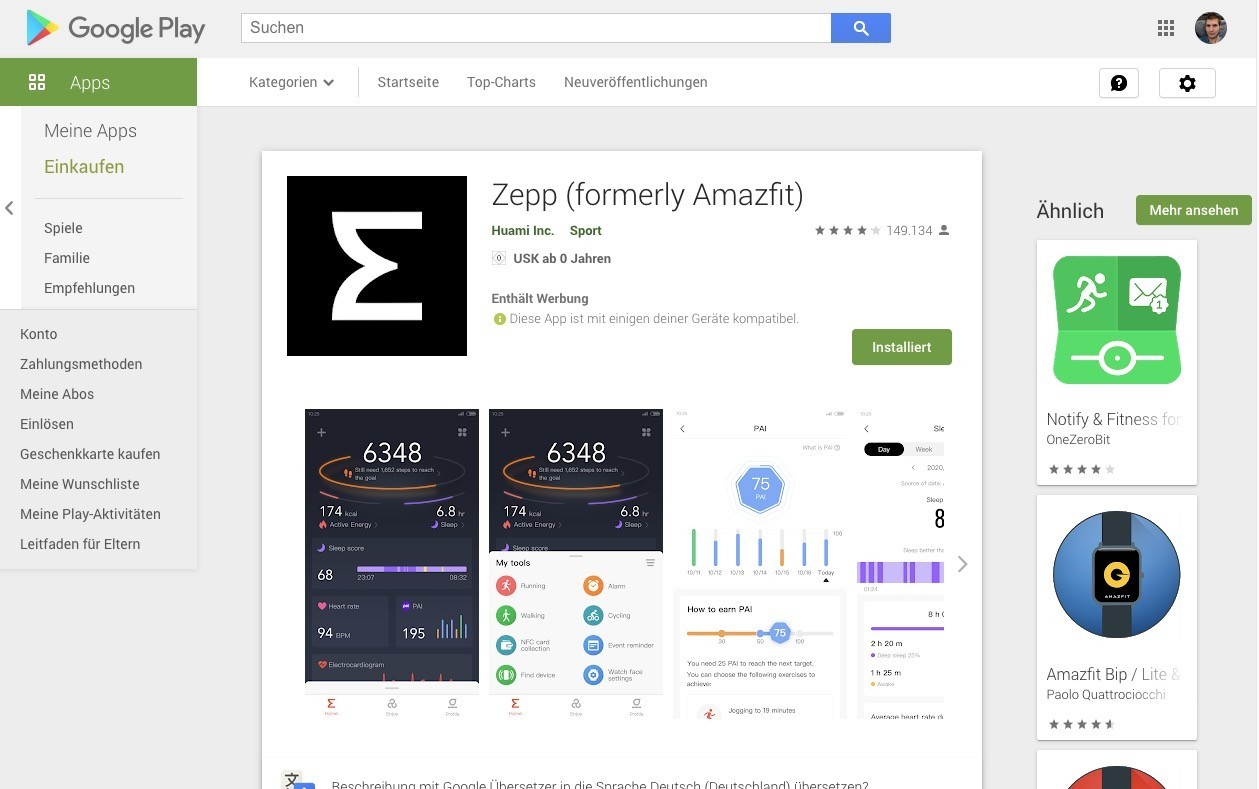Aus Amazfit wird Zepp