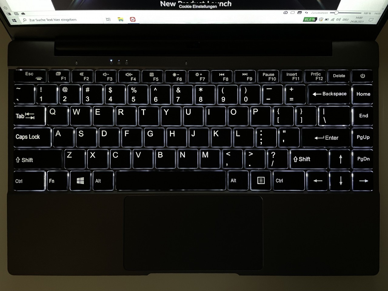 Alldocube GTBook Tastatur Beleuchtung
