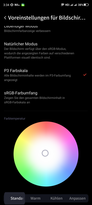 RedMagic 6S Pro Display Einstellungen