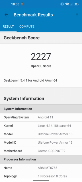 Ulefone Power Armor 13 Geekbench Benchmark