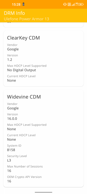 Ulefone Power Armor 13 Widevine DRM