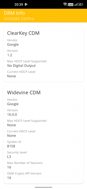 Doogee S97 Pro Widevine DRM