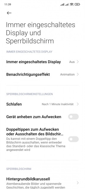 Xiaomi 11T Display Einstellungen