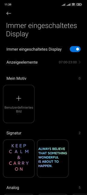 Xiaomi 11T Display Einstellungen