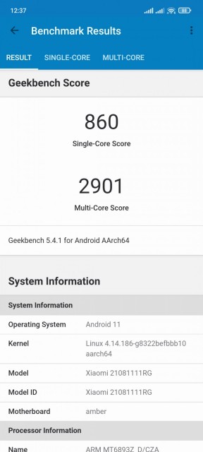 Xiaomi 11T Benchmark Geekbench