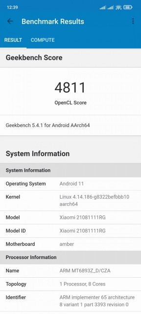 Xiaomi 11T Benchmark Geekbench