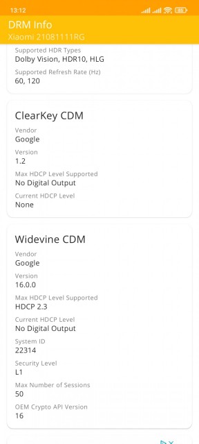 Xiaomi 11T Widevine L1 DRM