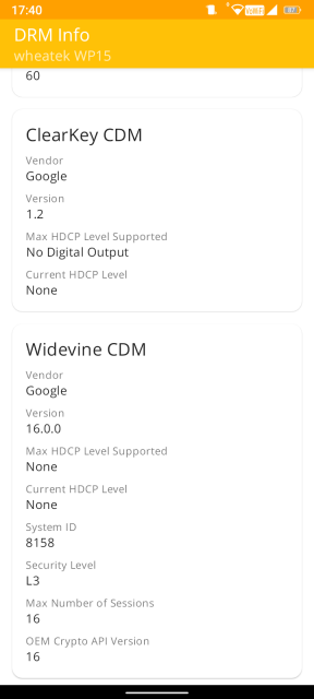 Oukitel WP15 Widevine DRM