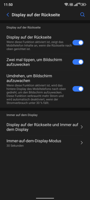 Doogee V20 Rückseiten Display