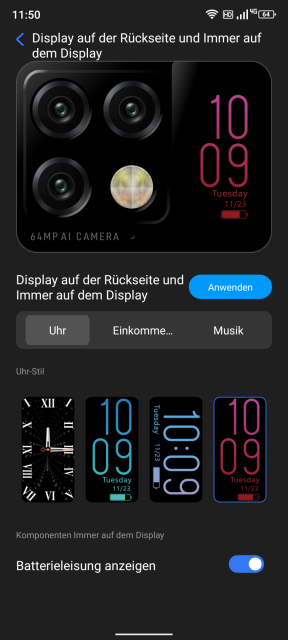 Doogee V20 Rückseiten Display