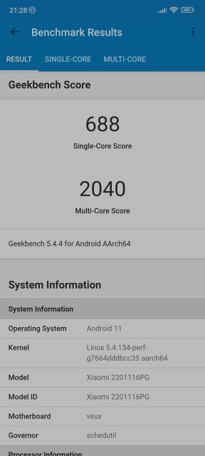 Poco X4 Pro 5G Geekbench 5 CPU