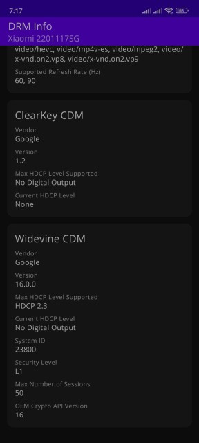Redmi Note 11S Widevine DRM
