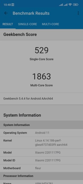 Poco M4 Pro Geekbench 5 CPU