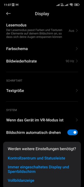 Poco M4 Pro Display Einstellungen