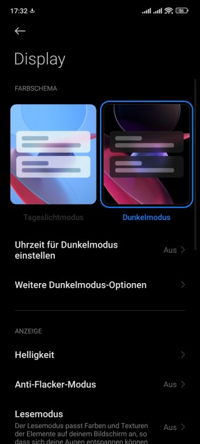 Xiaomi 12X Display Einstellungen