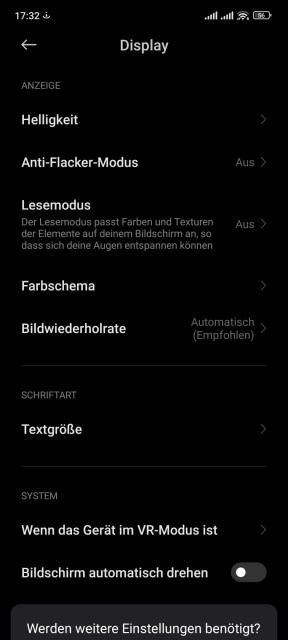 Xiaomi 12X Display Einstellungen