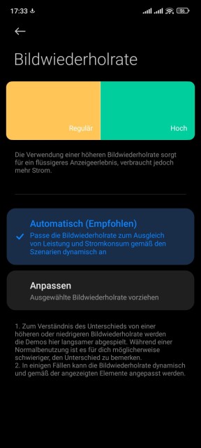 Xiaomi 12X Display Einstellungen