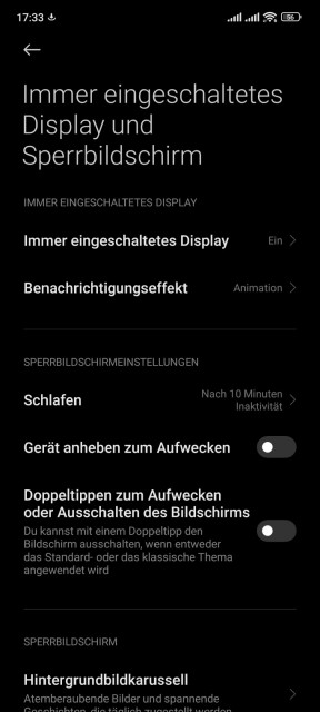 Xiaomi 12X Display Einstellungen