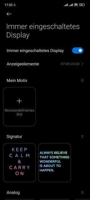 Xiaomi 12X Display Einstellungen