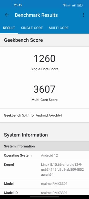 Realme GT 2 Pro Geekbench CPU