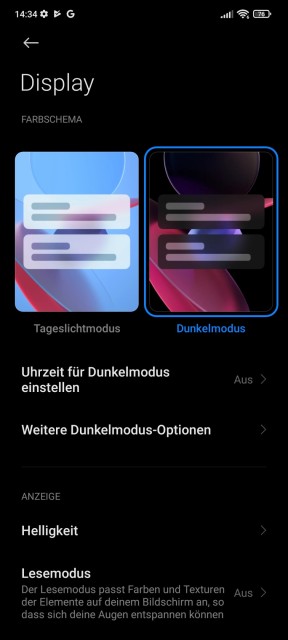 Redmi Note 11 Pro+ 5G Display Einstellungen