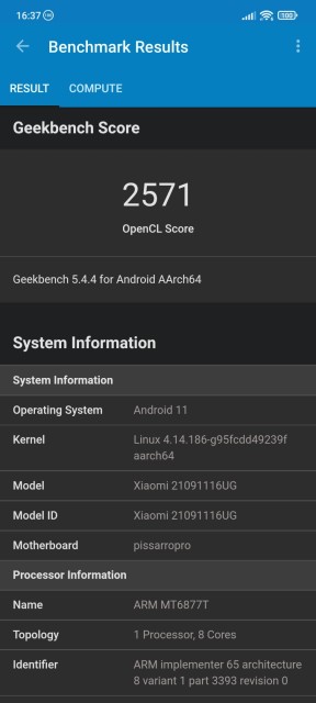 Redmi Note 11 Pro+ 5G Geekbench GPU