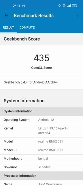 Realme 9 Geekbench 5 GPU