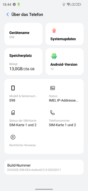 Doogee S98 Geekbench CPU Benchmark