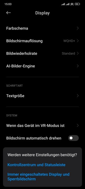 Xiaomi 12 Pro Display Einstellungen