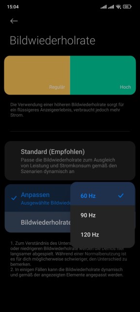 Xiaomi 12 Pro Display Einstellungen