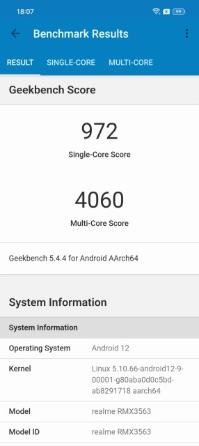 Realme GT Neo 3 Geekbench CPU