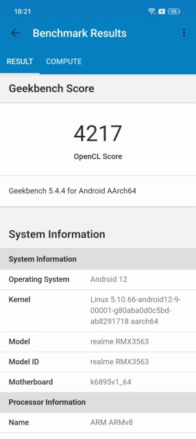 Realme GT Neo 3 Geekbench GPU