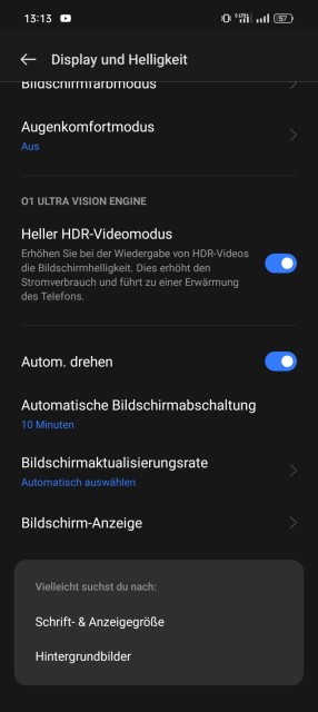 Realme GT Neo 3 Display Einstellungen