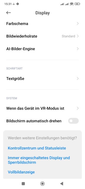 Poco F4 Display Einstellungen