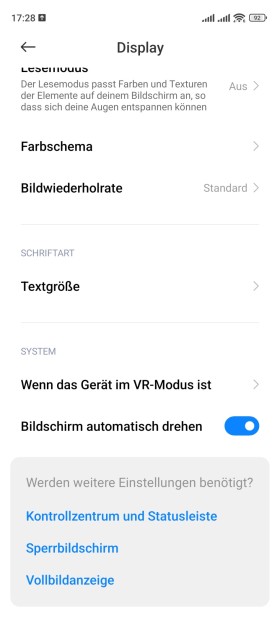 Poco X4 GT Display Einstellungen