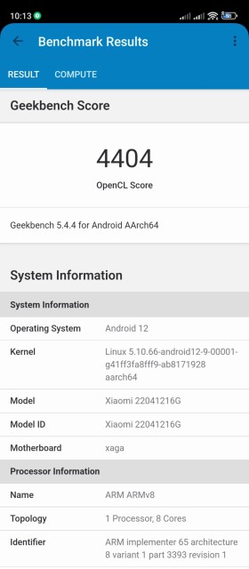 Poco X4 GT Geekbench GPU Benchmark