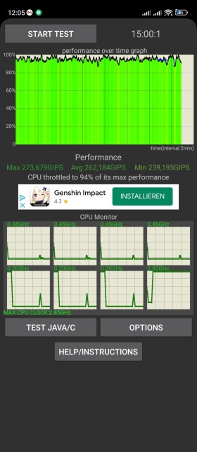 Poco X4 GT CPU Throttle Test