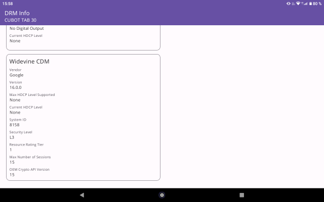 Cubot Tab 30 Widevine DRM