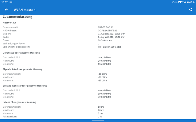 Cubot Tab 30 WLAN Test 1