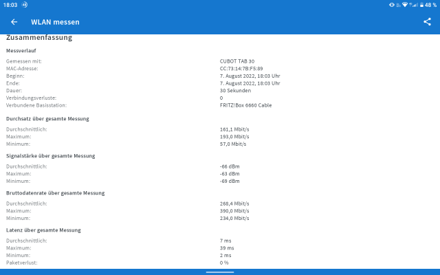 Cubot Tab 30 WLAN Test 2